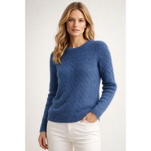 Polo Ralph Lauren Blue 100% Fuzzy Textured Cashmere Sweater Size L